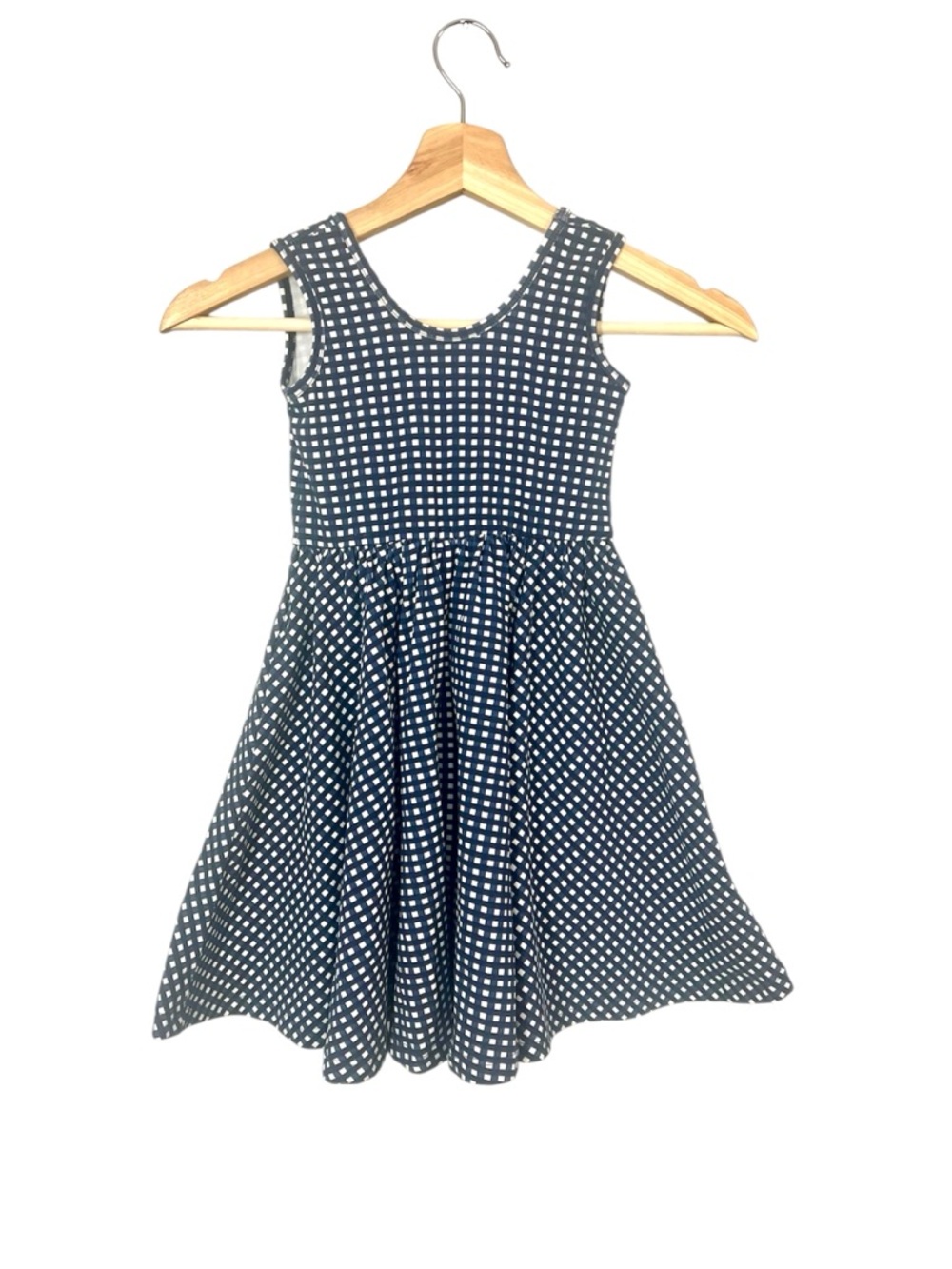 Alice and Ames ballerina twirl dress navy blue white gingham size 5 new